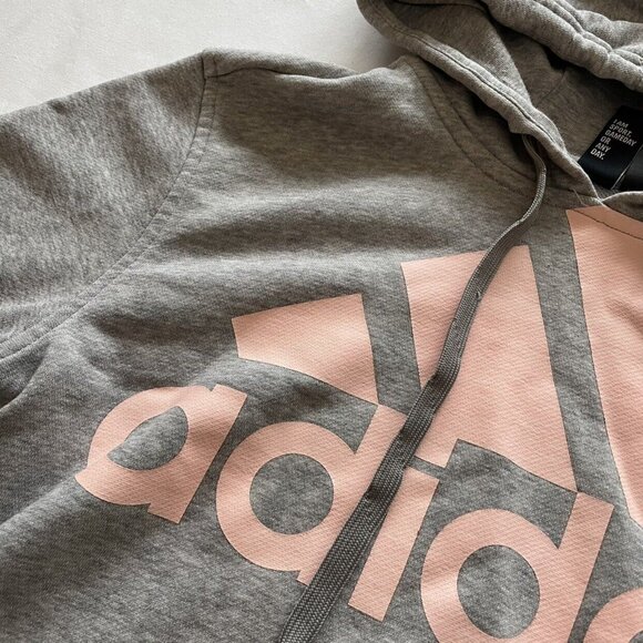 Adidas Gray Cropped Hoodie Sweatshirt Size Small - Picture 3 of 6